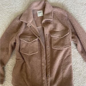 Abercrombie & Fitch Brown Teddy Button Up Shirt Jacket